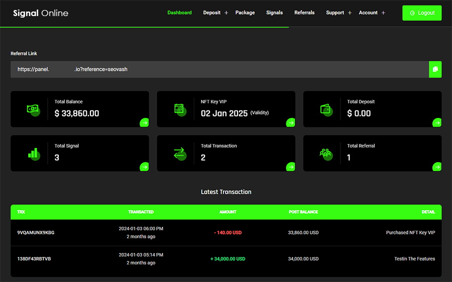 دموی اسکریپت سیگنال آنلاین کریپتو و فارکس